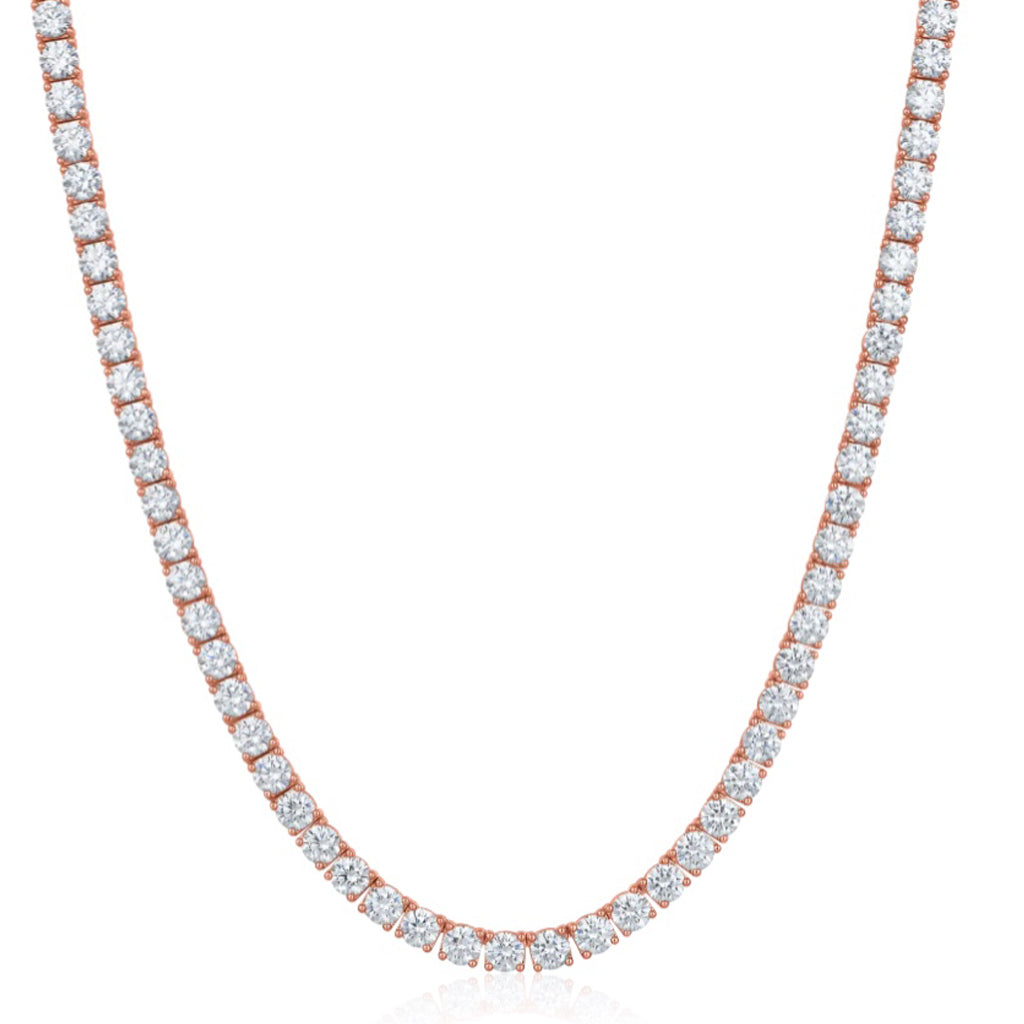 4mm VVS D Moissanite Tennis Chain – 925 Sterling Silver, 14K Rose Gold Finish