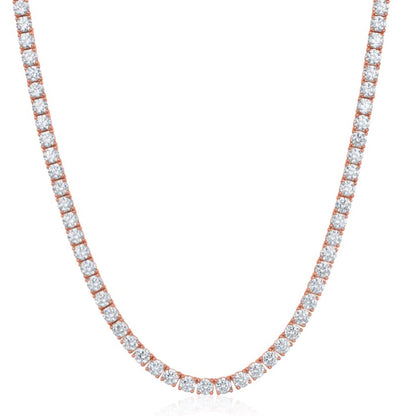 4mm VVS D Moissanite Tennis Chain – 925 Sterling Silver, 14K Rose Gold Finish