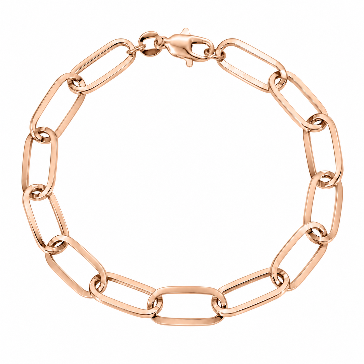 Rose Gold Plated Sterling Silver Paper Clip Bracelet