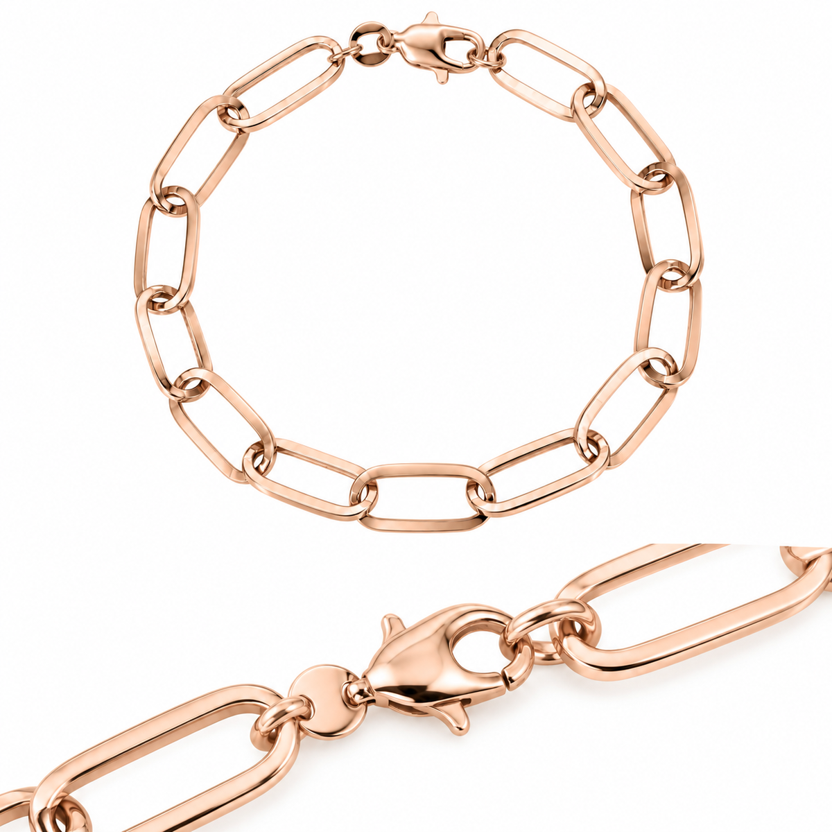 Rose Gold Plated Sterling Silver Paper Clip Bracelet, view 4