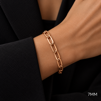 Rose Gold Plated Sterling Silver Paper Clip Bracelet, view 2