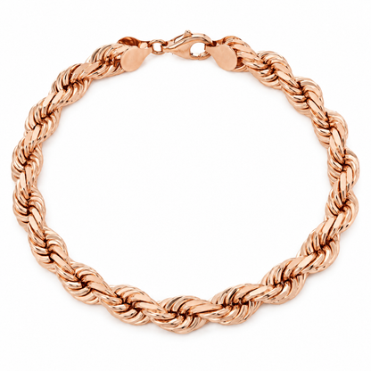 Rose gold plated 925 sterling silver rope bracelet for men