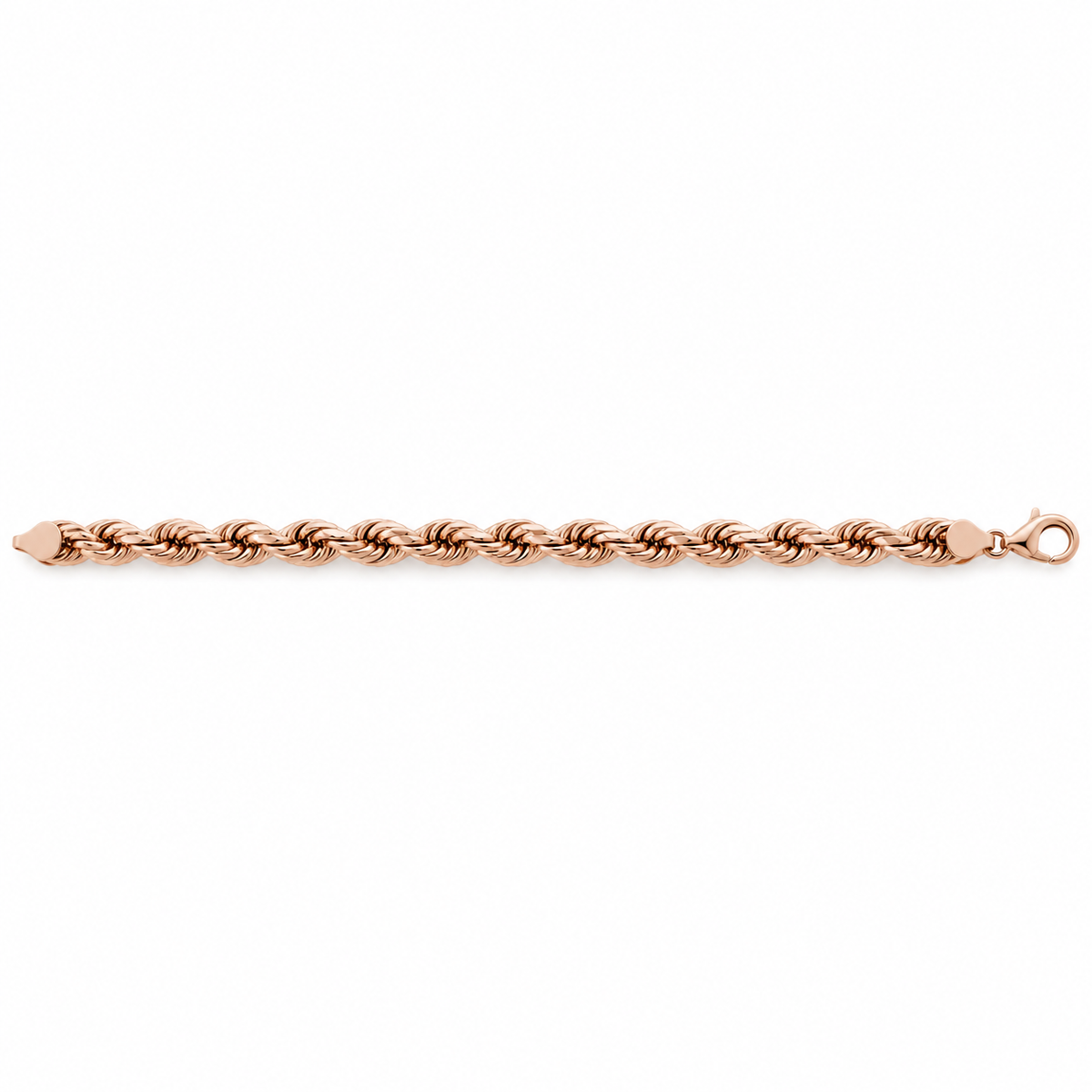 Rose gold plated 925 sterling silver rope bracelet for men, alternate view