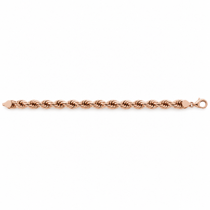 Rose gold plated 925 sterling silver rope bracelet for men, alternate view