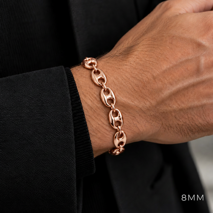Rose Gold Plated Sterling Silver Puffed Mariner Bracelet, view 3