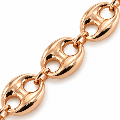 Rose Gold Plated Sterling Silver Puffed Mariner Bracelet, view 4