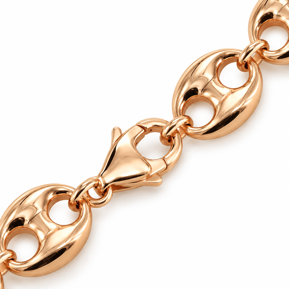 Rose Gold Plated Sterling Silver Puffed Mariner Bracelet, view 5