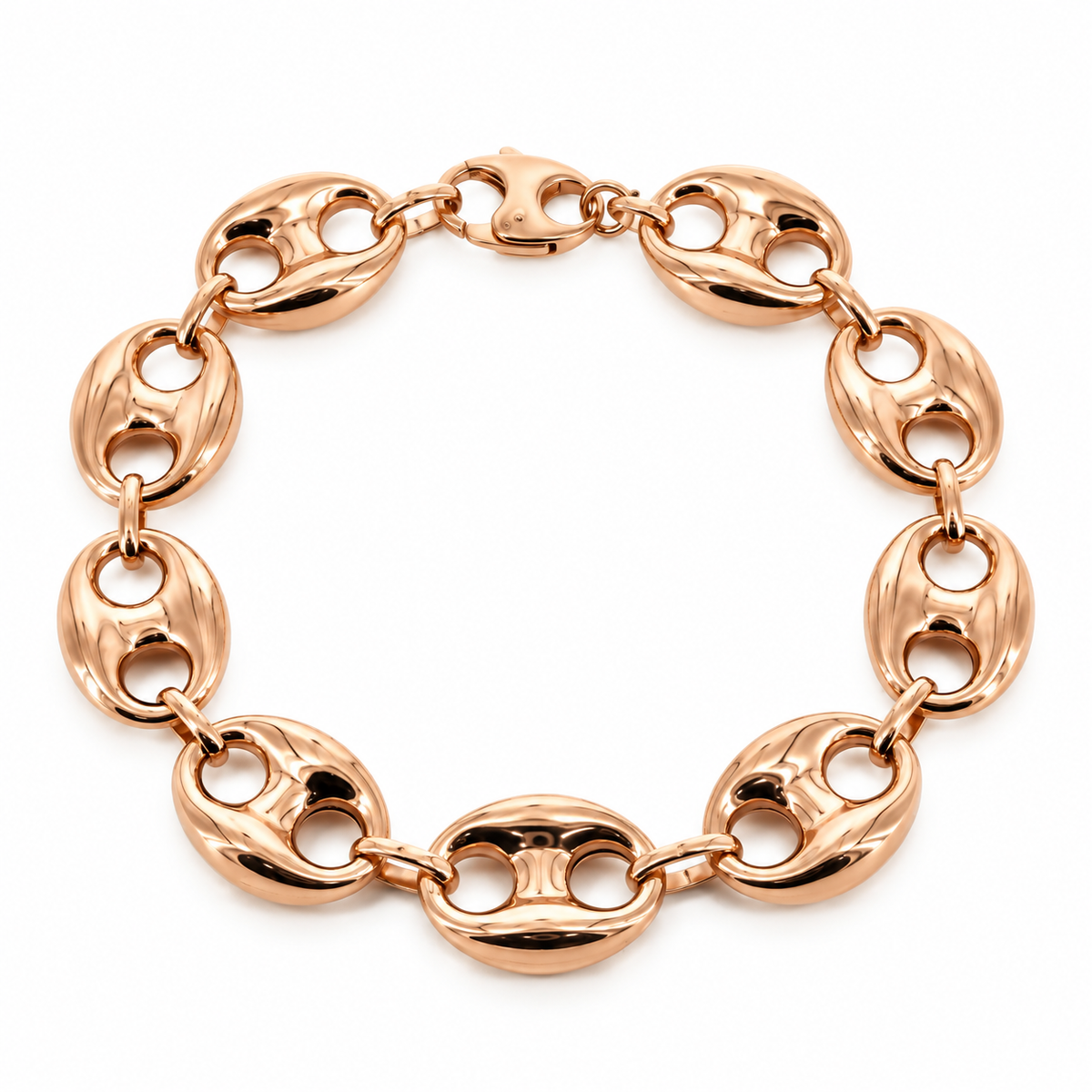 Rose Gold Plated Sterling Silver Puffed Mariner Bracelet