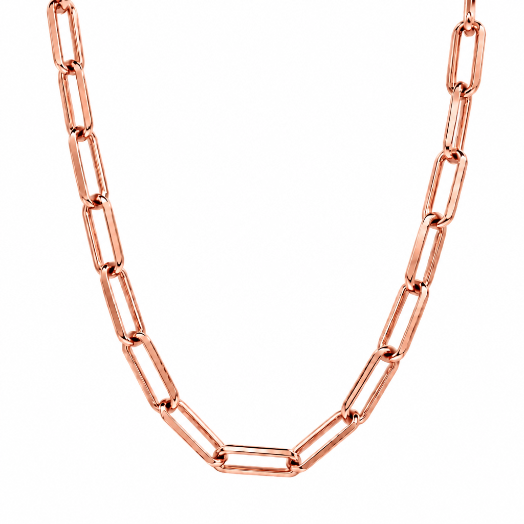 Rose Gold Plated Sterling Silver Paper Clip Chain