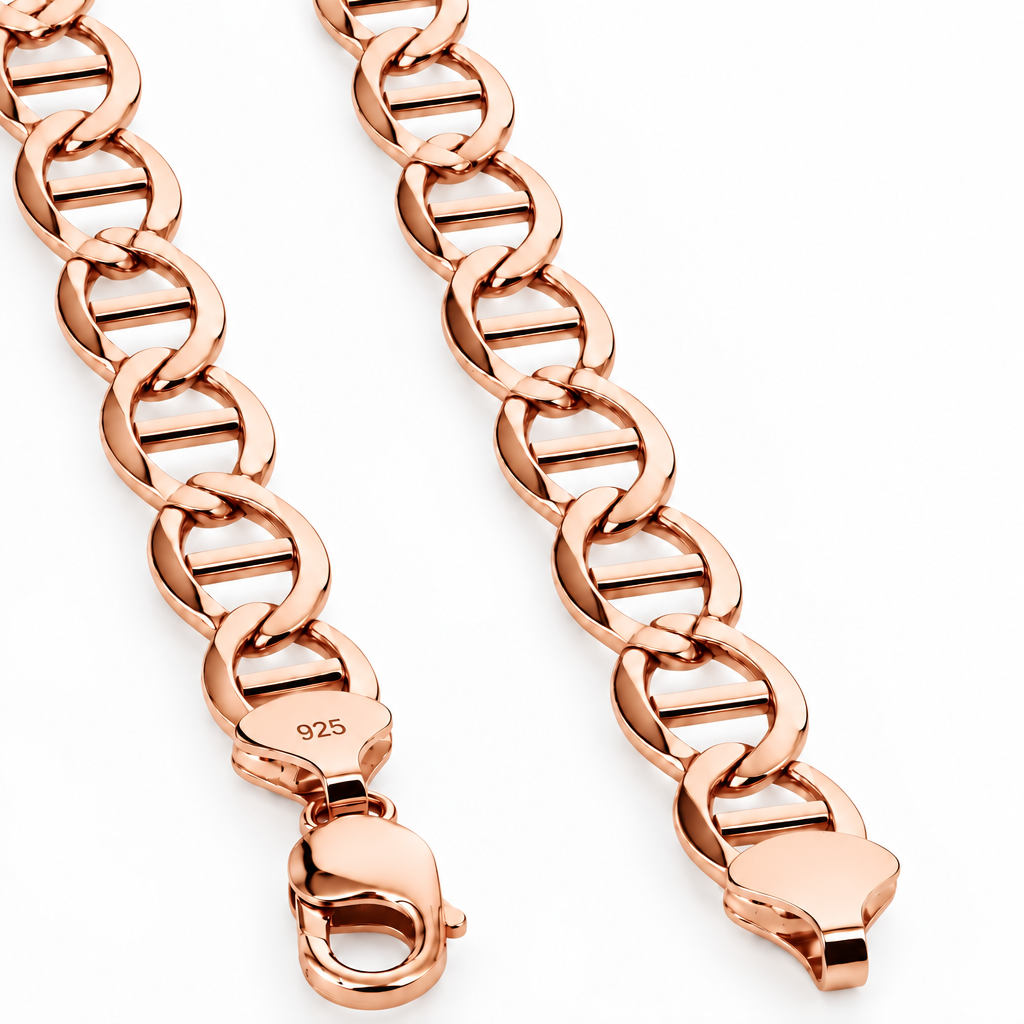 Rose Gold Plated Sterling Silver Mariner Chain, view 3