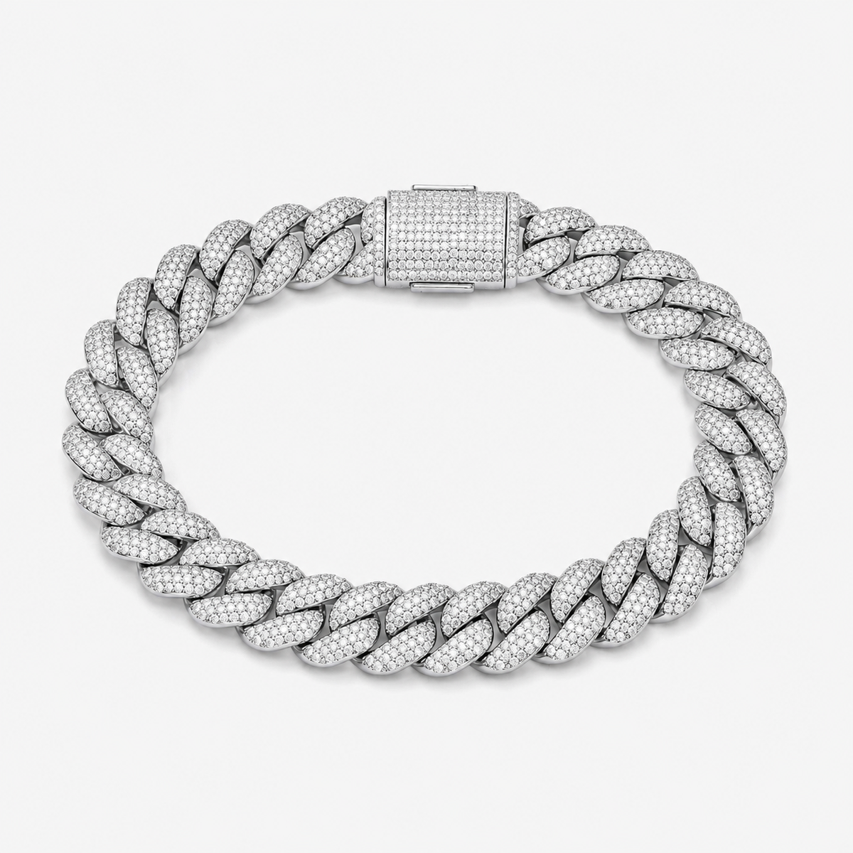 925 Sterling Silver VVS D Moissanite Miami Cuban Link Bracelet