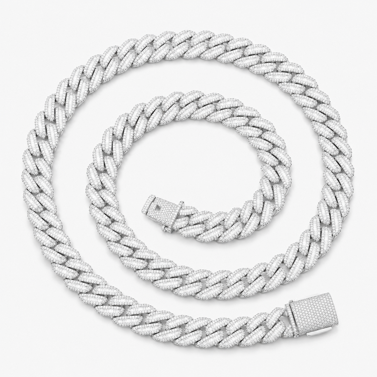 925 Sterling Silver VVS D Moissanite Baguette Chain Necklace, view 2