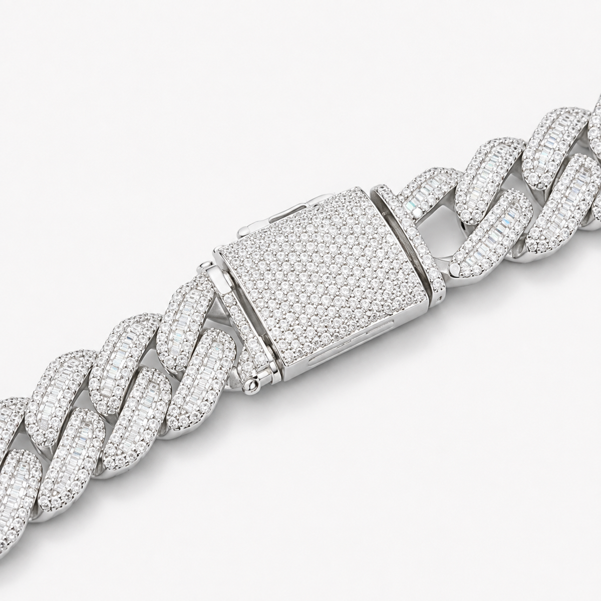 925 Sterling Silver VVS D Moissanite Baguette Chain Necklace, view 3