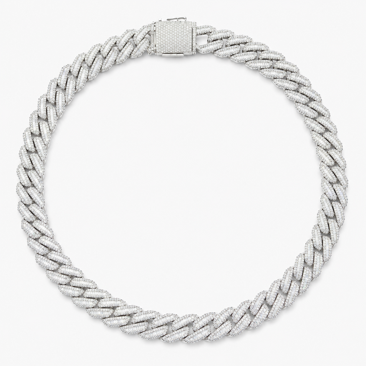 925 Sterling Silver VVS D Moissanite Baguette Chain Necklace, view 4