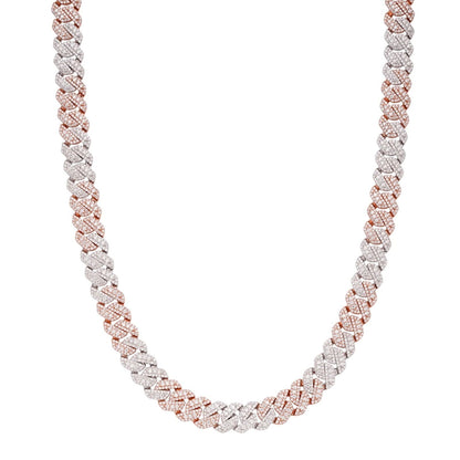 10mm Miami Cuban VVS D Moissanite Chain – 925 Sterling Silver, Two-Tone Rose Gold Finish