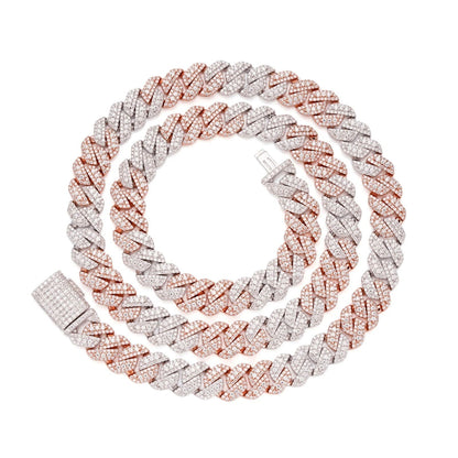 10mm Miami Cuban VVS D Moissanite Chain – 925 Sterling Silver, Two-Tone Rose Gold Finish, view 3