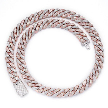 12mm Miami Cuban VVS D Moissanite Chain – 925 Sterling Silver, Two-Tone Rose Gold Finish, view 3