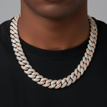 20mm Miami Cuban VVS D Moissanite Chain – 925 Sterling Silver, Two-Tone Rose Gold Finish, view 2