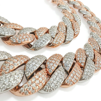 23mm Miami Cuban VVS D Moissanite Chain 62 CTW – 925 Sterling Silver, Two-Tone Rose Gold Finish, view 3