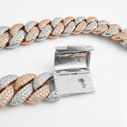23mm Miami Cuban VVS D Moissanite Chain 62 CTW – 925 Sterling Silver, Two-Tone Rose Gold Finish, view 5