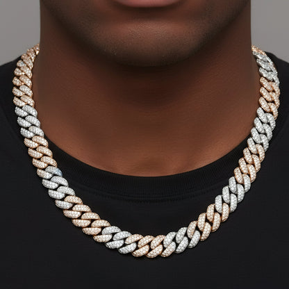 8mm Miami Cuban VVS D Moissanite Chain – 925 Sterling Silver, Two-Tone Rose Gold Finish, view 2