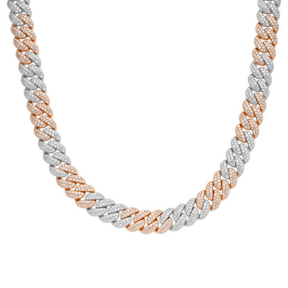 8mm Miami Cuban VVS D Moissanite Chain – 925 Sterling Silver, Two-Tone Rose Gold Finish, view 3