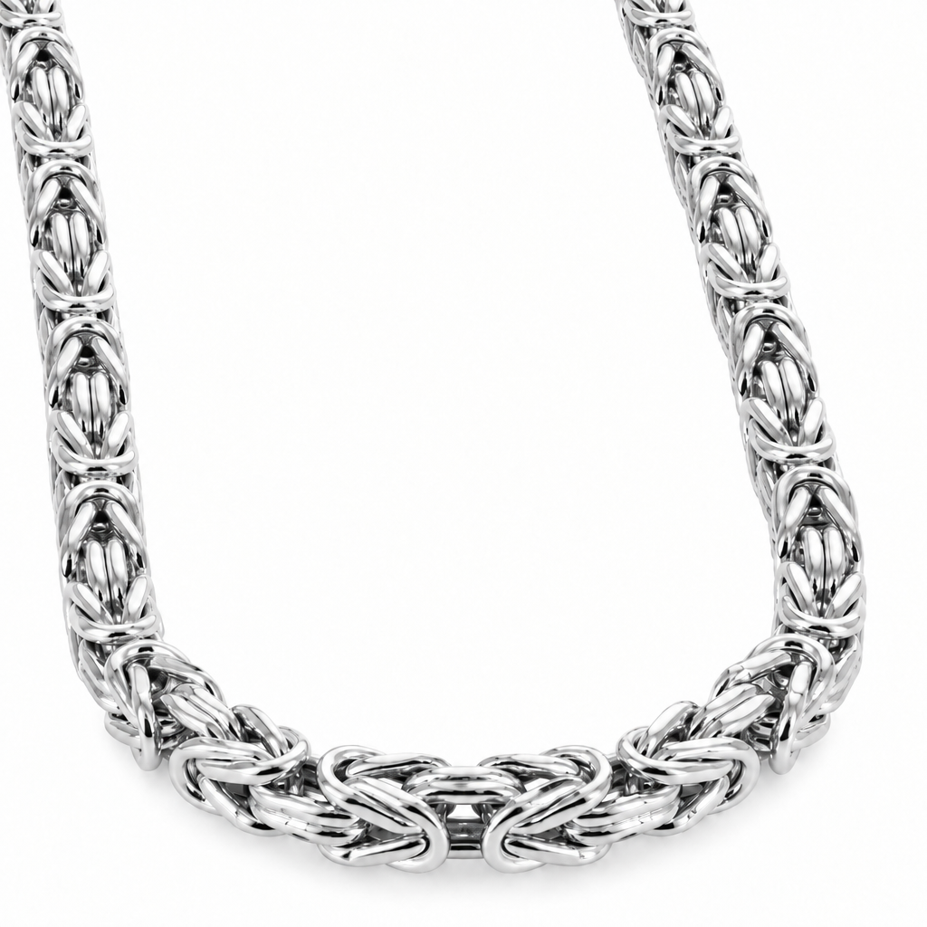 14K White Gold Solid Byzantine Chain Necklace