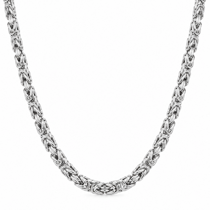 10K White Gold Semi-Solid Byzantine Chain Necklace
