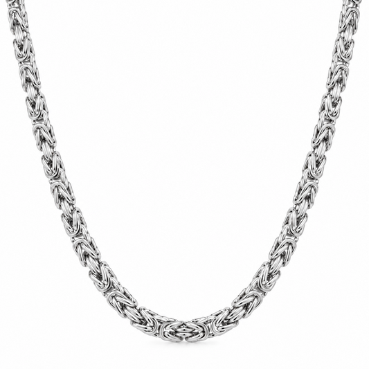 10K White Gold Semi-Solid Byzantine Chain Necklace