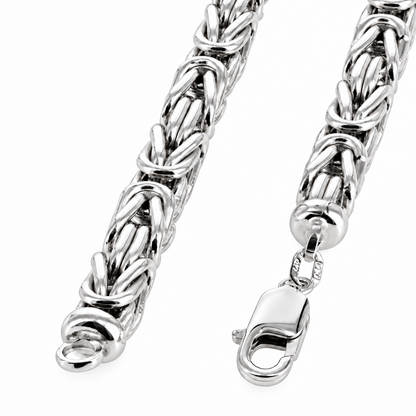 10K White Gold Semi-Solid Byzantine Chain Necklace, view 5