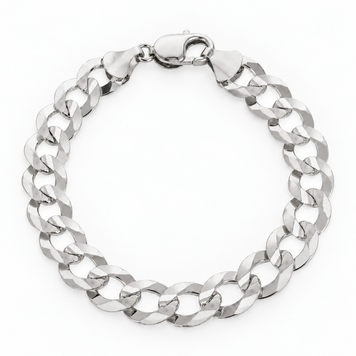 White gold Cuban curb link bracelet