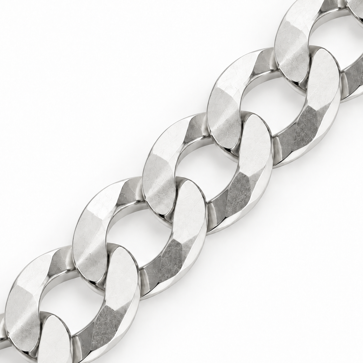 18K White Gold Cuban Curb Link Bracelet, side view