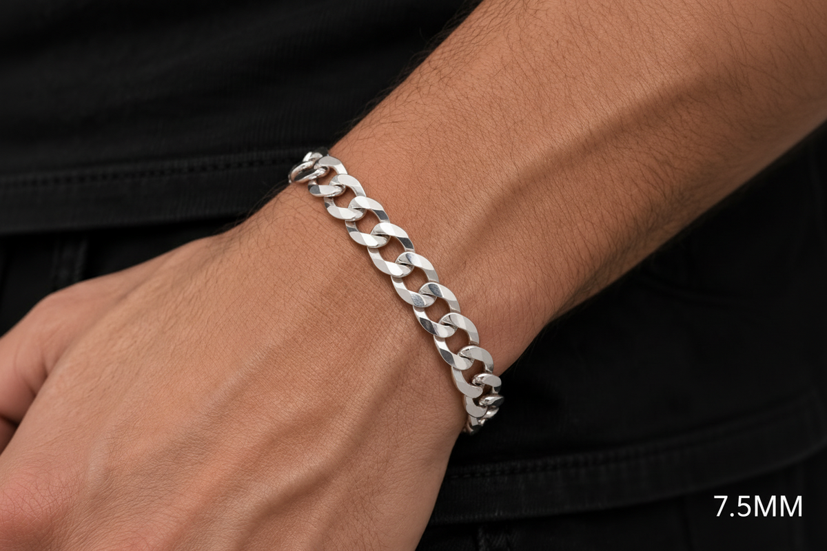18K White Gold Cuban Curb Link Bracelet, alternate view