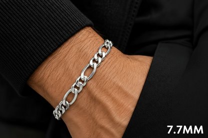 18K White Gold Figaro Bracelet, alternate view