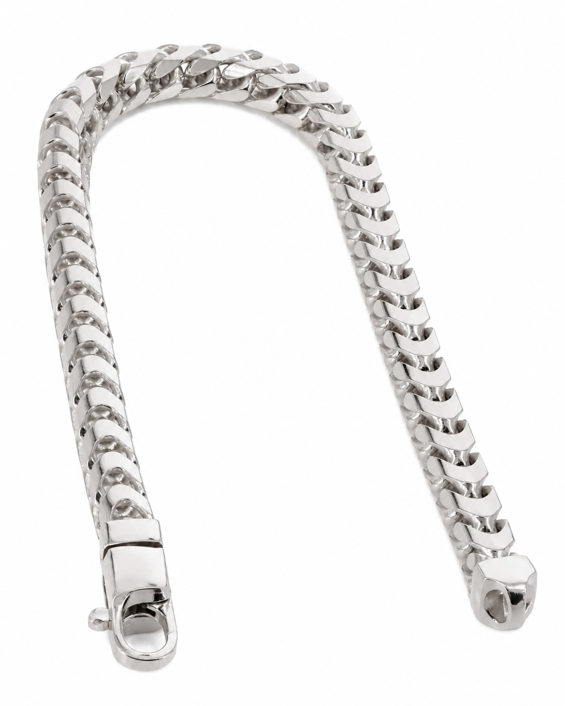 18K White Gold Franco Bracelet, detail view