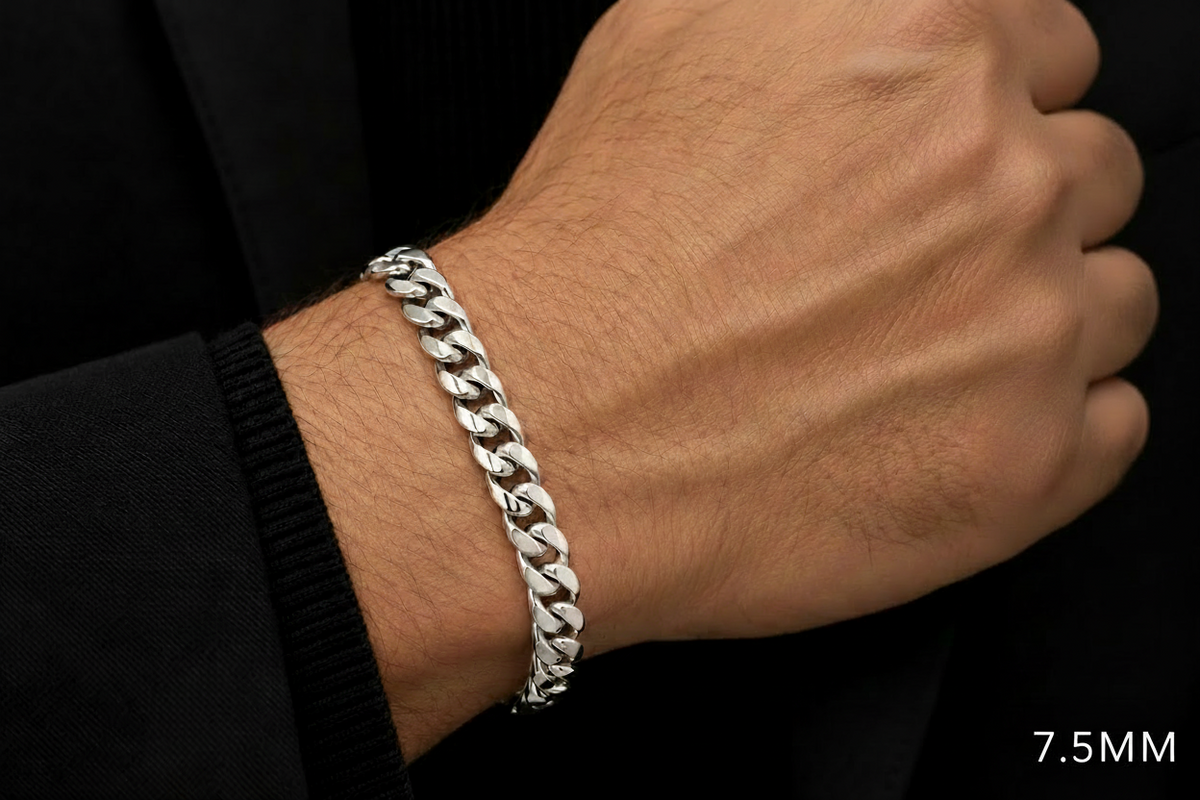 14K White Gold Semi-Solid Miami Cuban Link Bracelet, alternate view