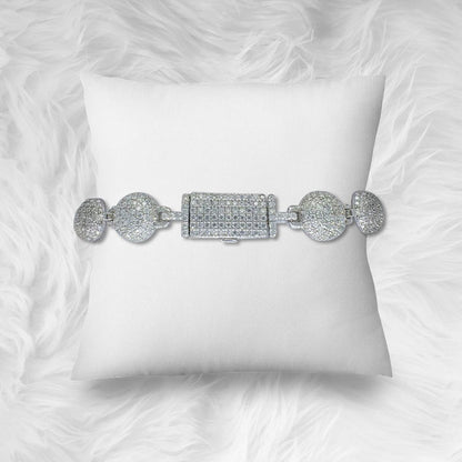 Bead Ball Cross VVS D Moissanite Bracelet – 925 Sterling Silver, 14K White Gold Finish, view 3