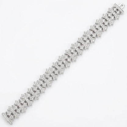 16mm Cross Link VVS D Moissanite Bracelet – 925 Sterling Silver, 14K White Gold Finish, view 2