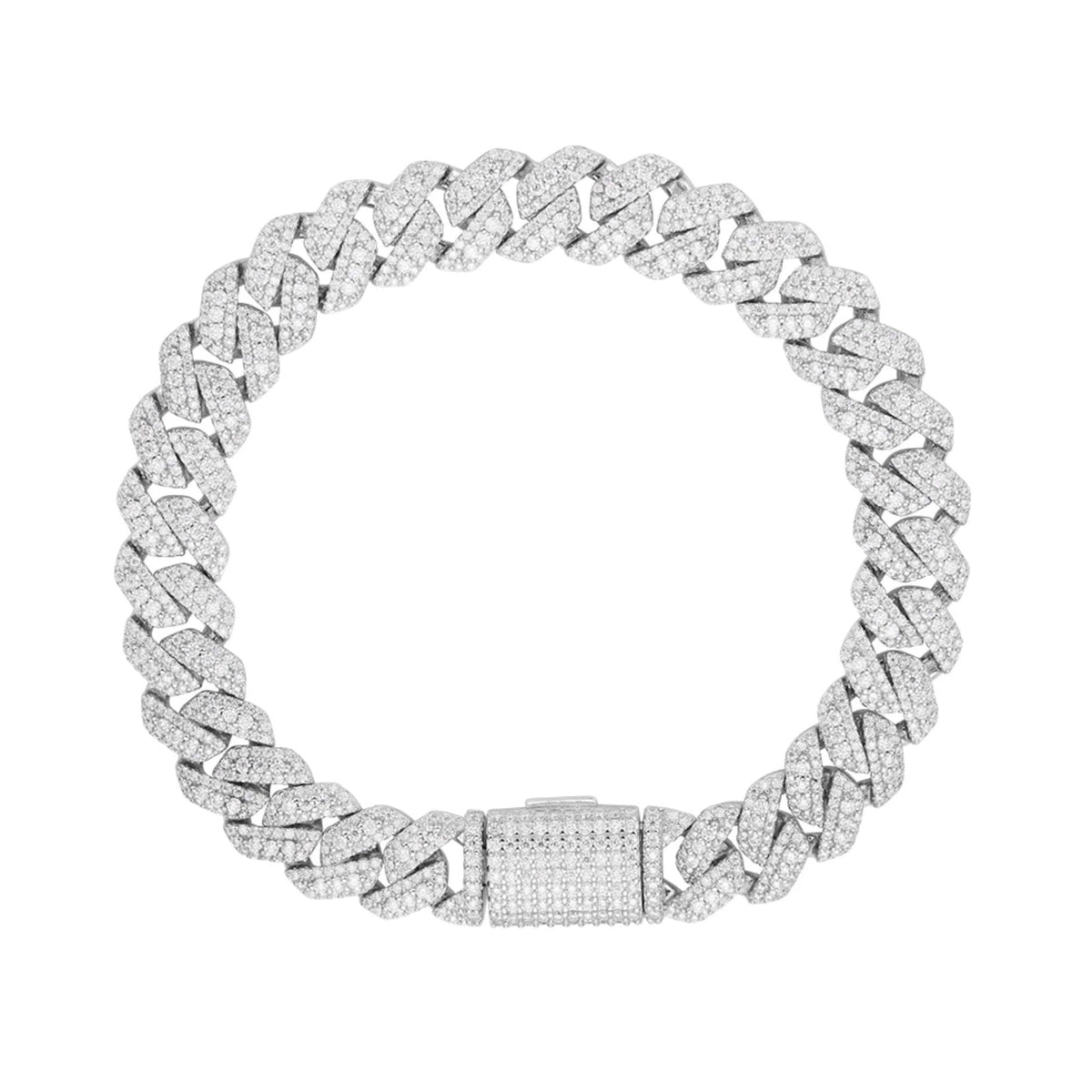 10mm Miami Cuban VVS D Moissanite Bracelet 6.8 CTW – 925 Sterling Silver, 14K White Gold Finish