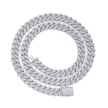 10mm Miami Cuban VVS D Moissanite Chain – 925 Sterling Silver, 14K White Gold Finish, view 3
