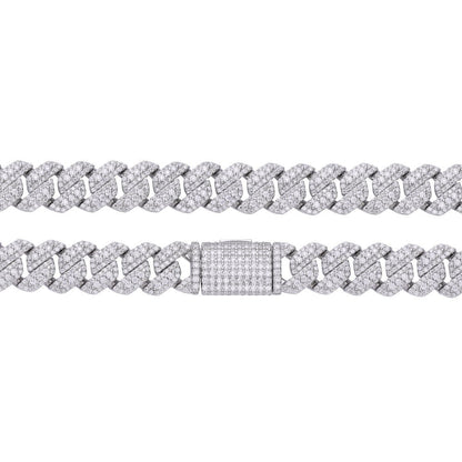 10mm Miami Cuban VVS D Moissanite Chain – 925 Sterling Silver, 14K White Gold Finish, view 4
