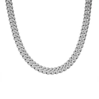 10mm Miami Cuban VVS D Moissanite Chain – 925 Sterling Silver, 14K White Gold Finish