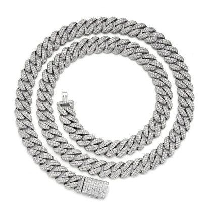10mm Miami Cuban VVS D Moissanite Chain – 925 Sterling Silver, 14K White Gold Finish, view 3