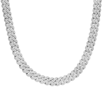 8mm Miami Cuban VVS D Moissanite Chain – 925 Sterling Silver, 14K White Gold Finish