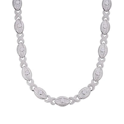 Evil Eye Eternity Link Moissanite Necklace – 925 Sterling Silver, 14K White Gold Finish