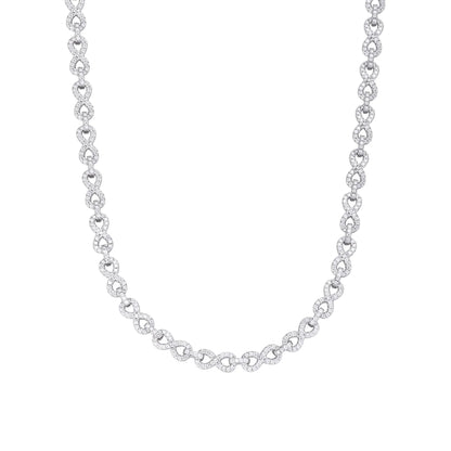 6mm Infinity Link VVS D Moissanite Necklace – 925 Sterling Silver, 14K White Gold Finish