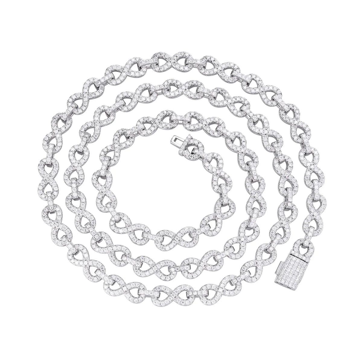 6mm Infinity Link VVS D Moissanite Necklace – 925 Sterling Silver, 14K White Gold Finish, view 2
