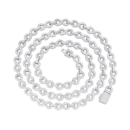6mm Infinity Link VVS D Moissanite Necklace – 925 Sterling Silver, 14K White Gold Finish, view 2