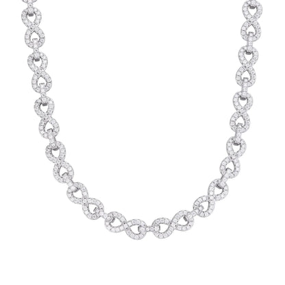 8mm Infinity Link VVS D Moissanite Necklace – 925 Sterling Silver, 14K White Gold Finish