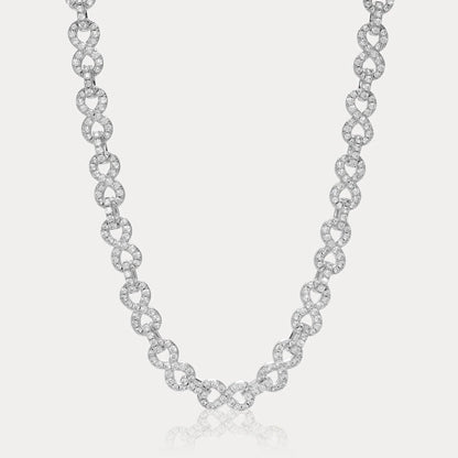 8mm Infinity Link VVS D Moissanite Necklace – 925 Sterling Silver, 14K White Gold Finish, view 2
